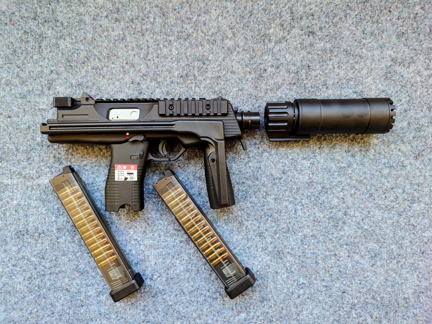 MARUYAMA MP9DX GBB SMG med QD-ljuddämpare – Gas Blowback Airsoft | MP9 Style 2x Magasin